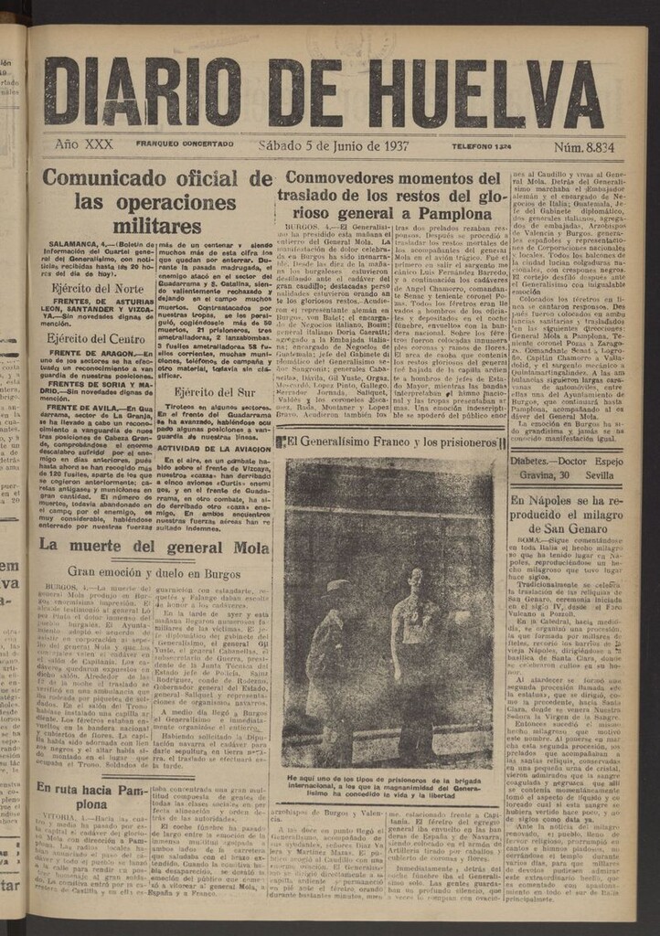 Miniatura de Diario de Huelva : periódico independiente del 5 de junio de 1937