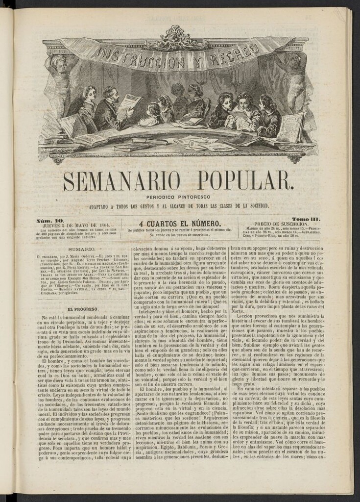 Miniatura de Semanario popular: periódico pintoresco del 5 de mayo de 1864, nº 10