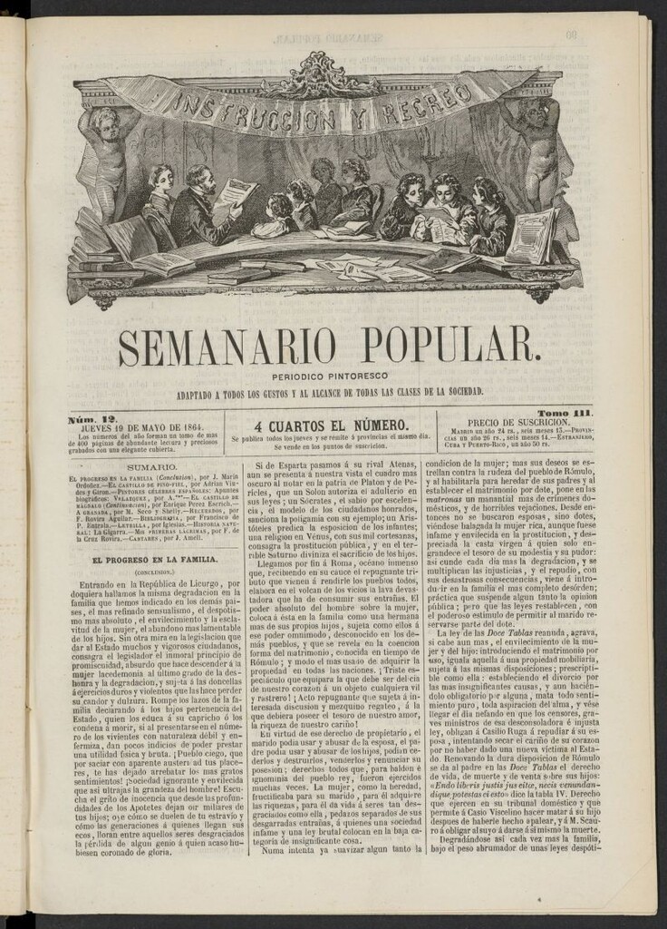 Miniatura de Semanario popular: periódico pintoresco del 19 de mayo de 1864, nº 12