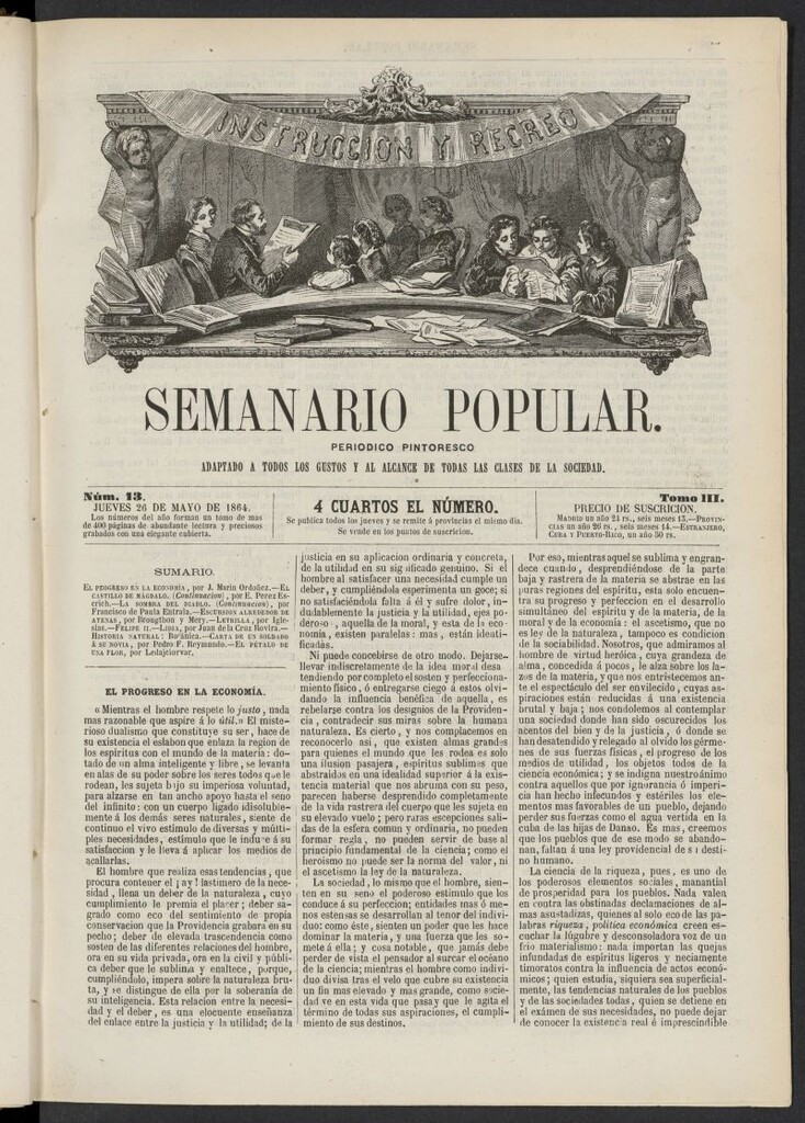 Miniatura de Semanario popular: periódico pintoresco del 26 de mayo de 1864, nº 13