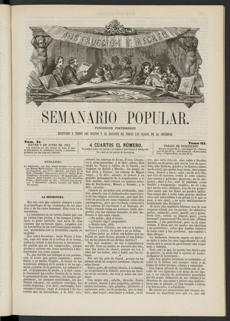 Miniatura de Semanario popular: periódico pintoresco del 9 de junio de 1864, nº 15