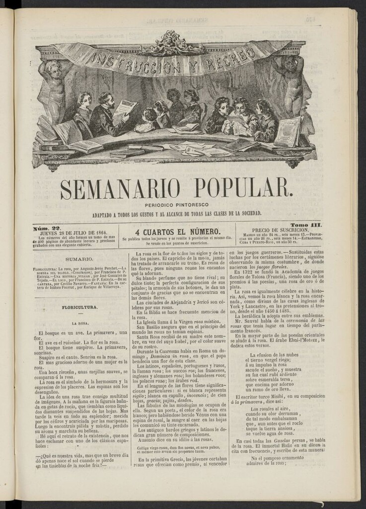 Miniatura de Semanario popular: periódico pintoresco del 28 de julio de 1864, nº 22