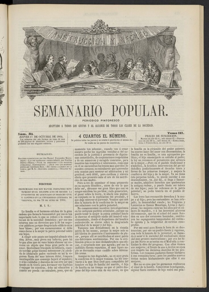 Miniatura de Semanario popular: periódico pintoresco del 27 de octubre de 1864, nº 35