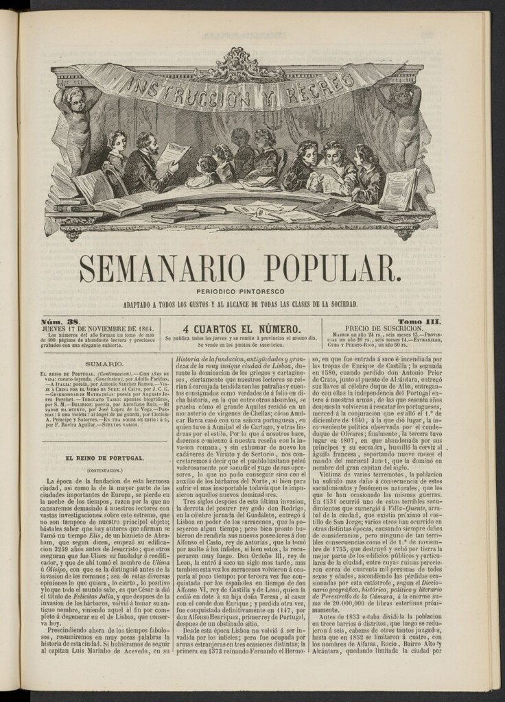 Miniatura de Semanario popular: periódico pintoresco del 17 de noviembre de 1864, nº 38