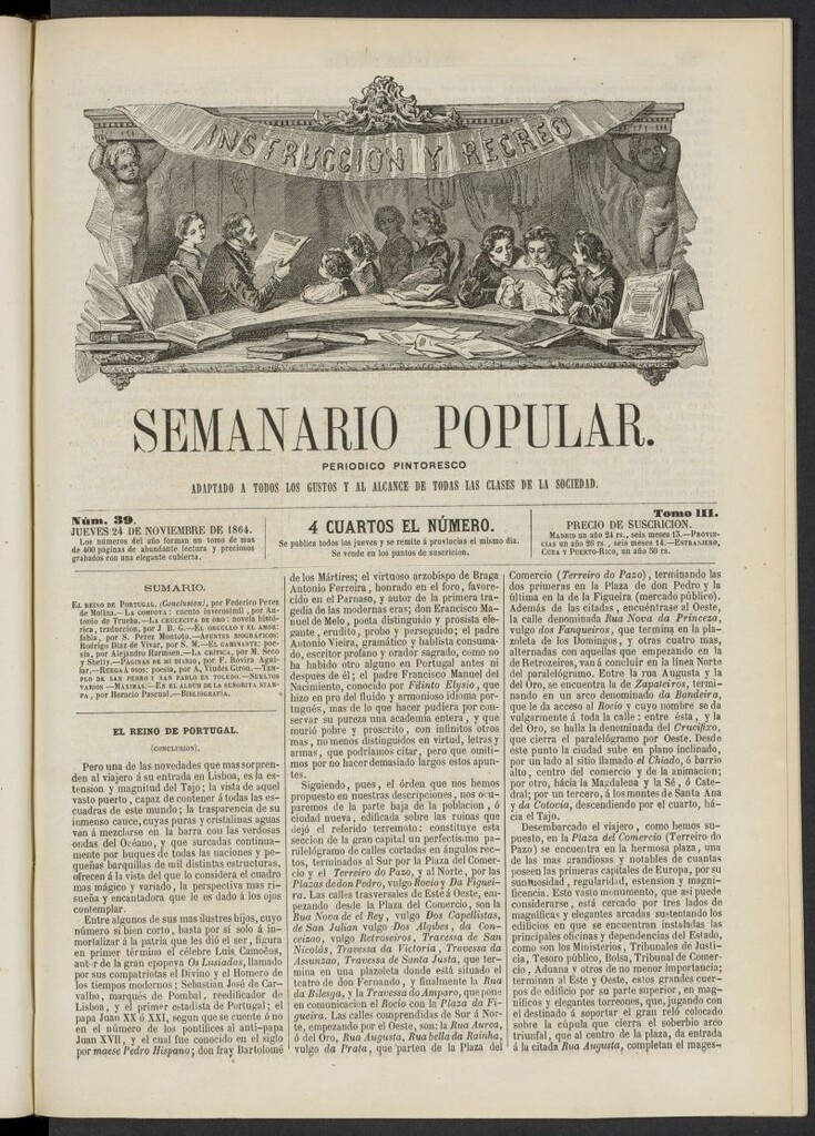 Miniatura de Semanario popular: periódico pintoresco del 24 de noviembre de 1864, nº 39