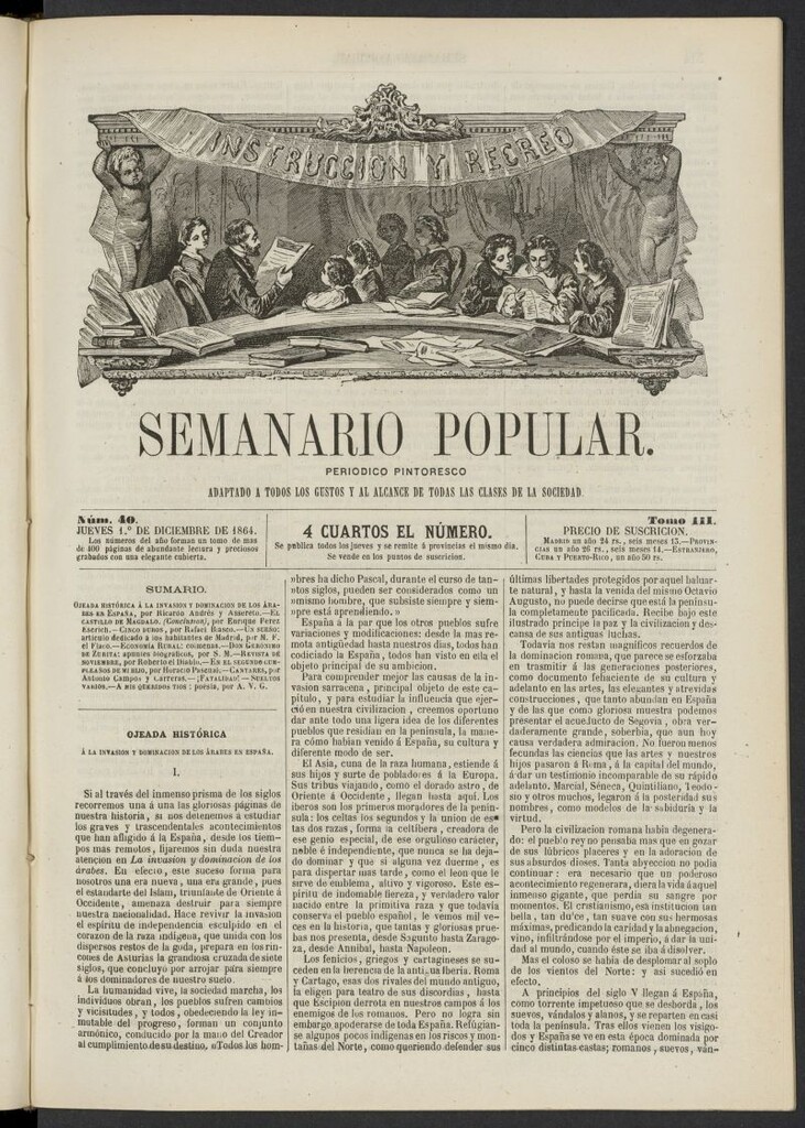Miniatura de Semanario popular: periódico pintoresco del 1 de diciembre de 1864, nº 40