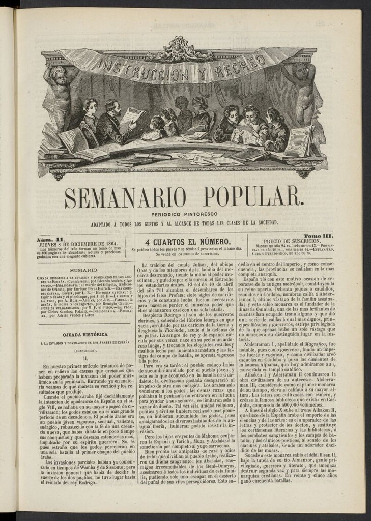 Miniatura de Semanario popular: periódico pintoresco del 8 de diciembre de 1864, nº 41