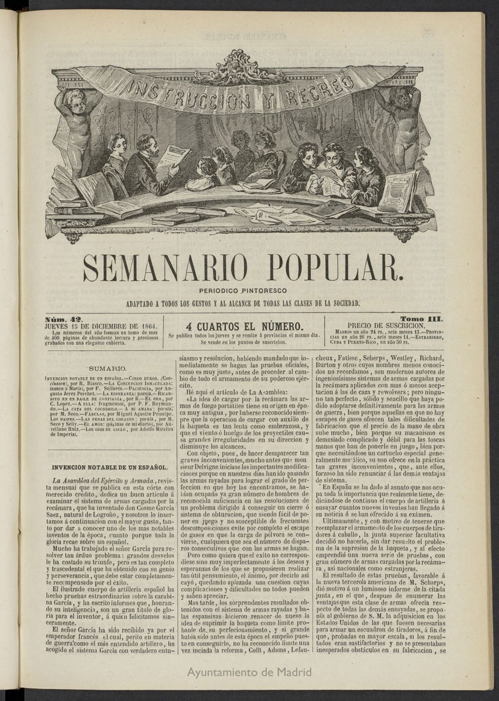 Miniatura de Semanario popular: periódico pintoresco del 15 de diciembre de 1864, nº 42