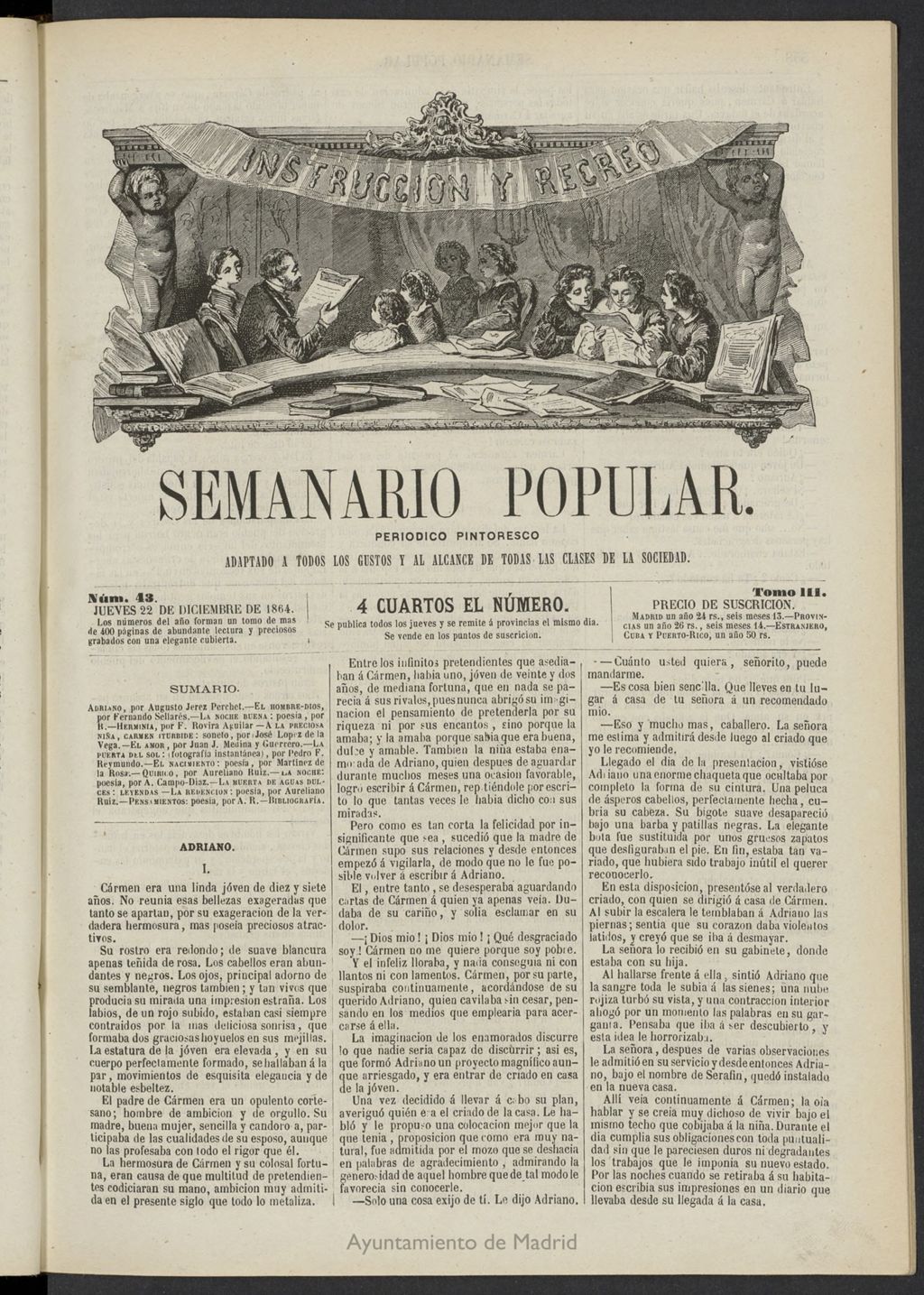 Miniatura de Semanario popular: periódico pintoresco del 22 de diciembre de 1864, nº 43