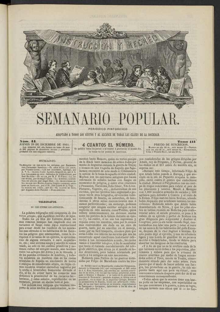Miniatura de Semanario popular: periódico pintoresco del 29 de diciembre de 1864, nº 44