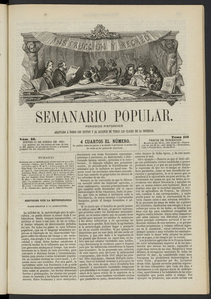 Miniatura de Semanario popular: periódico pintoresco del 12 de enero de 1865, nº 46