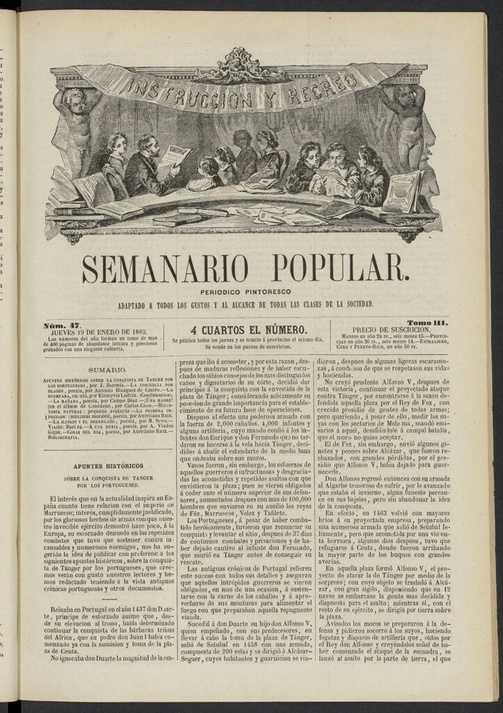 Miniatura de Semanario popular: periódico pintoresco del 19 de enero de 1865, nº 47