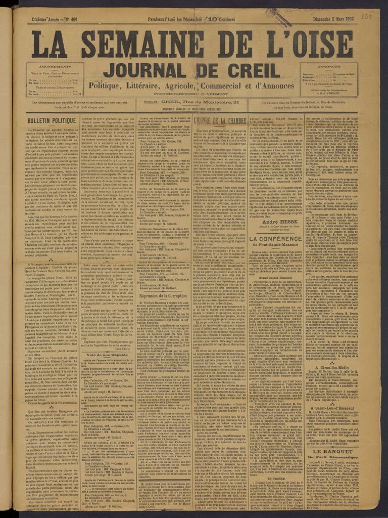 Miniatura de La Semaine de L´Oise: journal de Creil del 2 de marzo de 1902