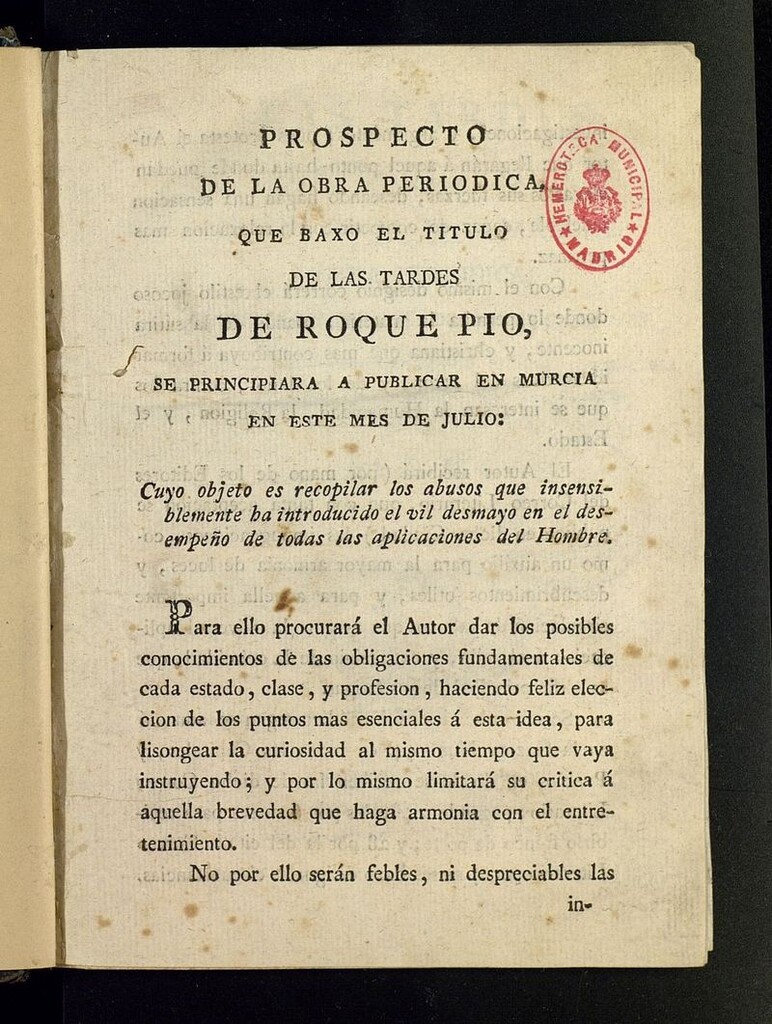 Miniatura de Las Tardes de Roque Pío y Don Rufo de Alfarache del año de 1802