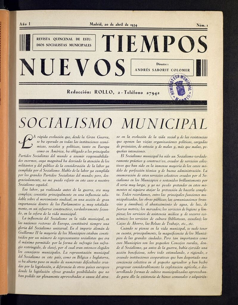 Miniatura de Tiempos Nuevos (Madrid. 1934) del 20 de abril de 1934