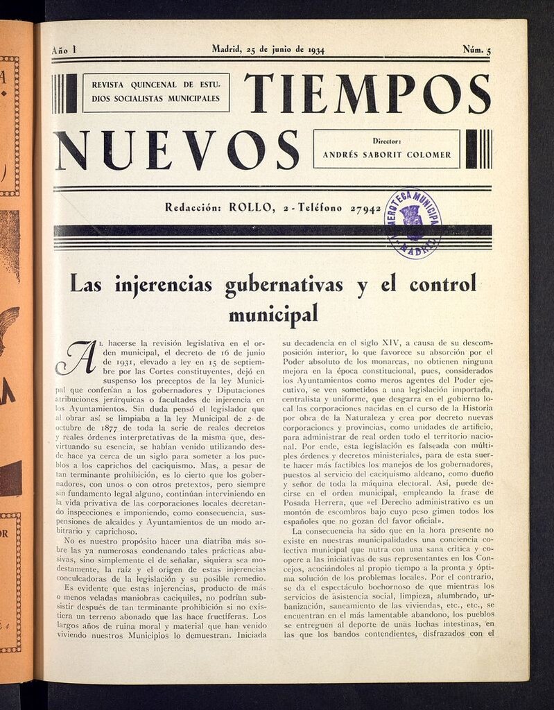 Miniatura de Tiempos Nuevos (Madrid. 1934) del 25 de junio de 1934