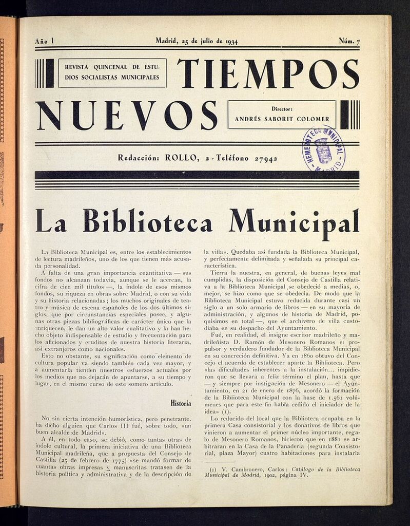 Miniatura de Tiempos Nuevos (Madrid. 1934) del 25 de julio de 1934