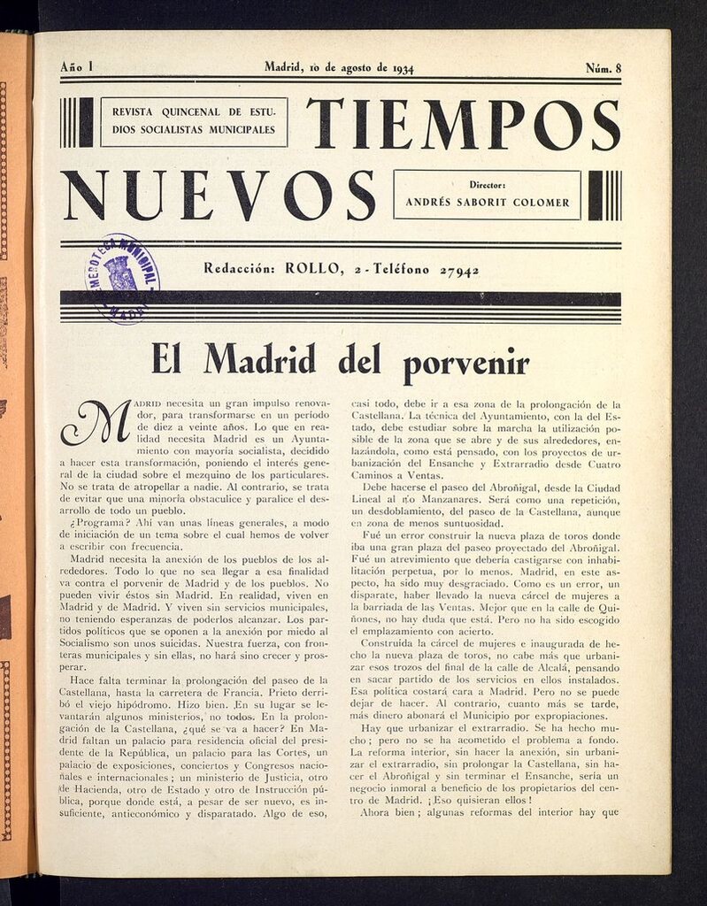 Miniatura de Tiempos Nuevos (Madrid. 1934) del 10 de agosto de 1934