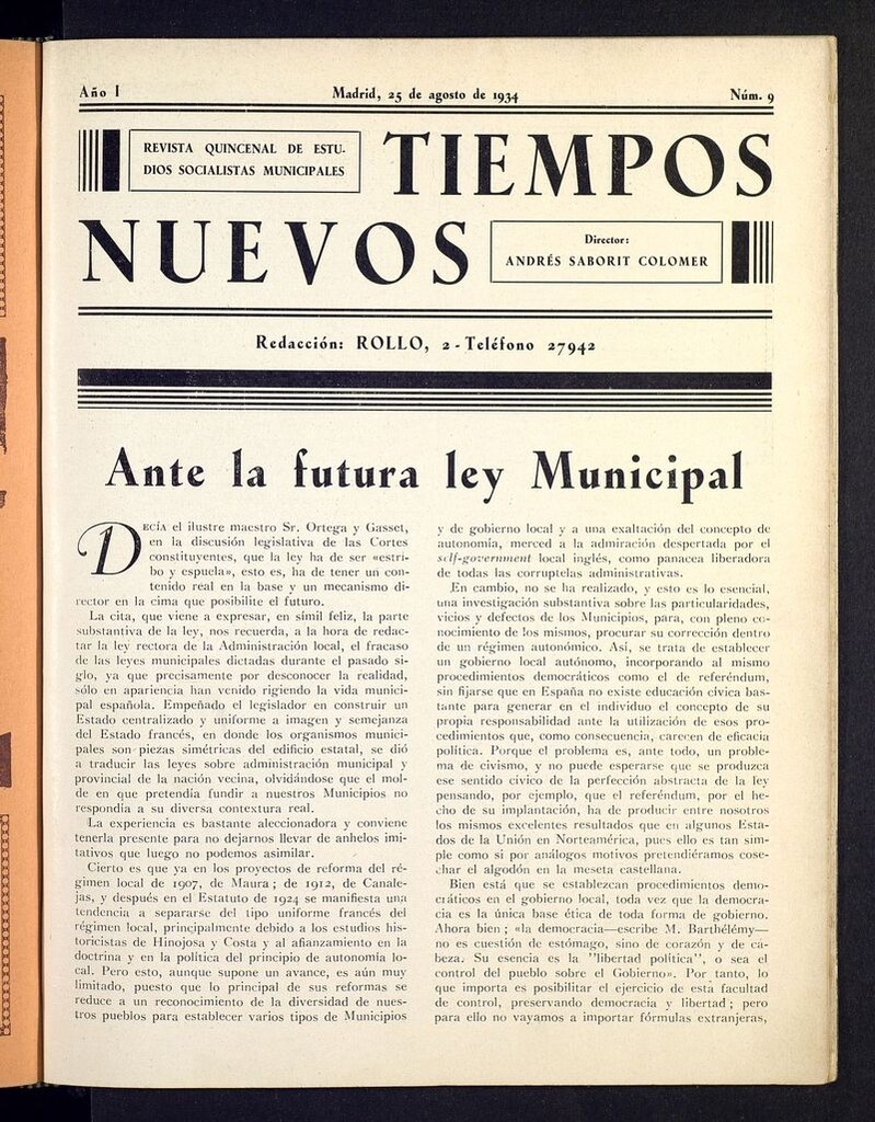 Miniatura de Tiempos Nuevos (Madrid. 1934) del 25 de agosto de 1934