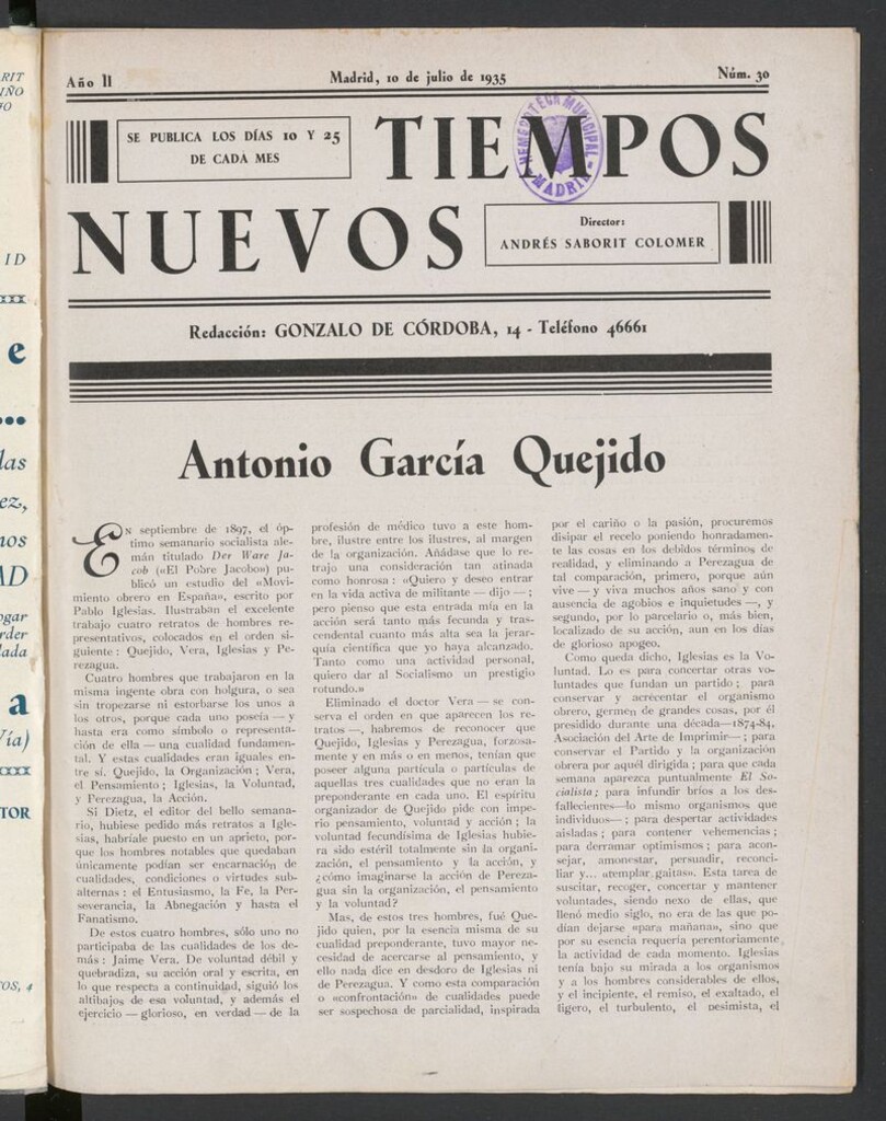 Miniatura de Tiempos Nuevos (Madrid. 1934) del 10 de julio de 1935