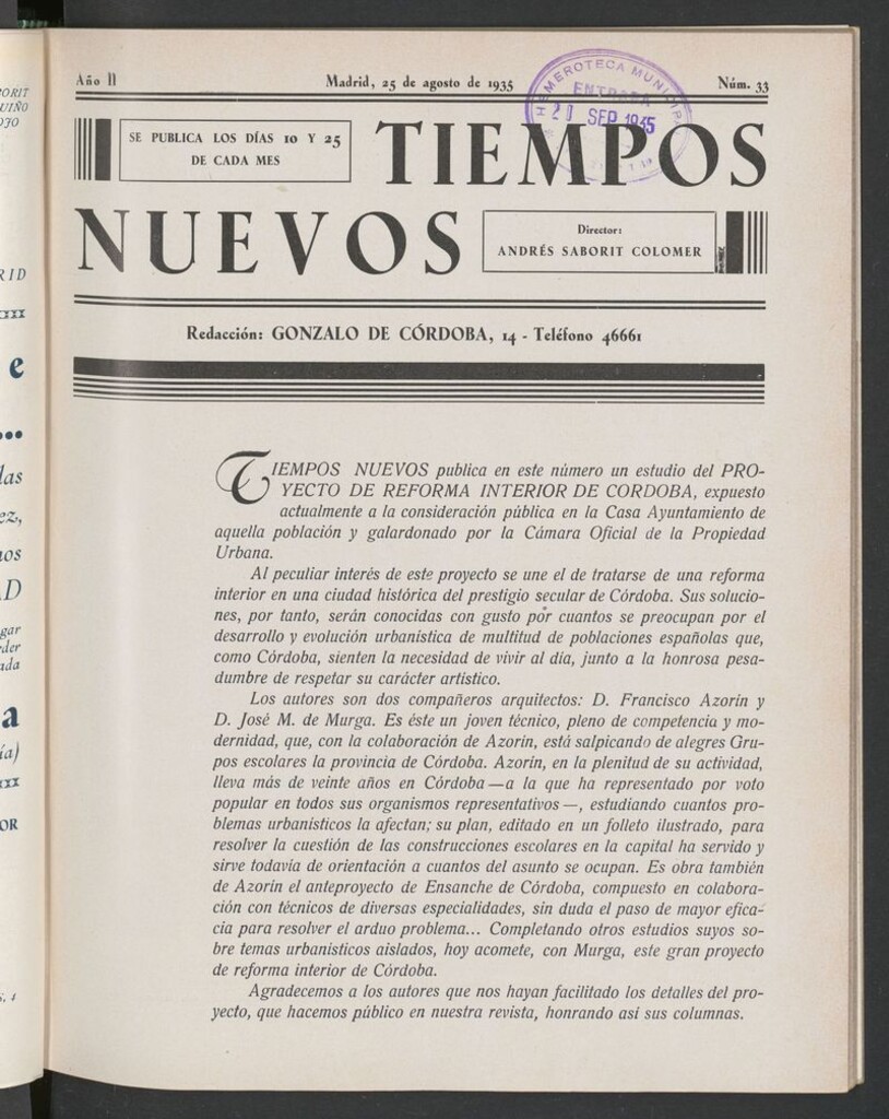 Miniatura de Tiempos Nuevos (Madrid. 1934) del 25 de agosto de 1935
