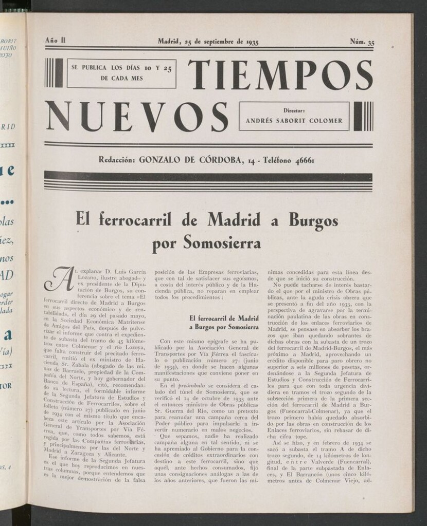 Miniatura de Tiempos Nuevos (Madrid. 1934) del 25 de septiembre de 1935