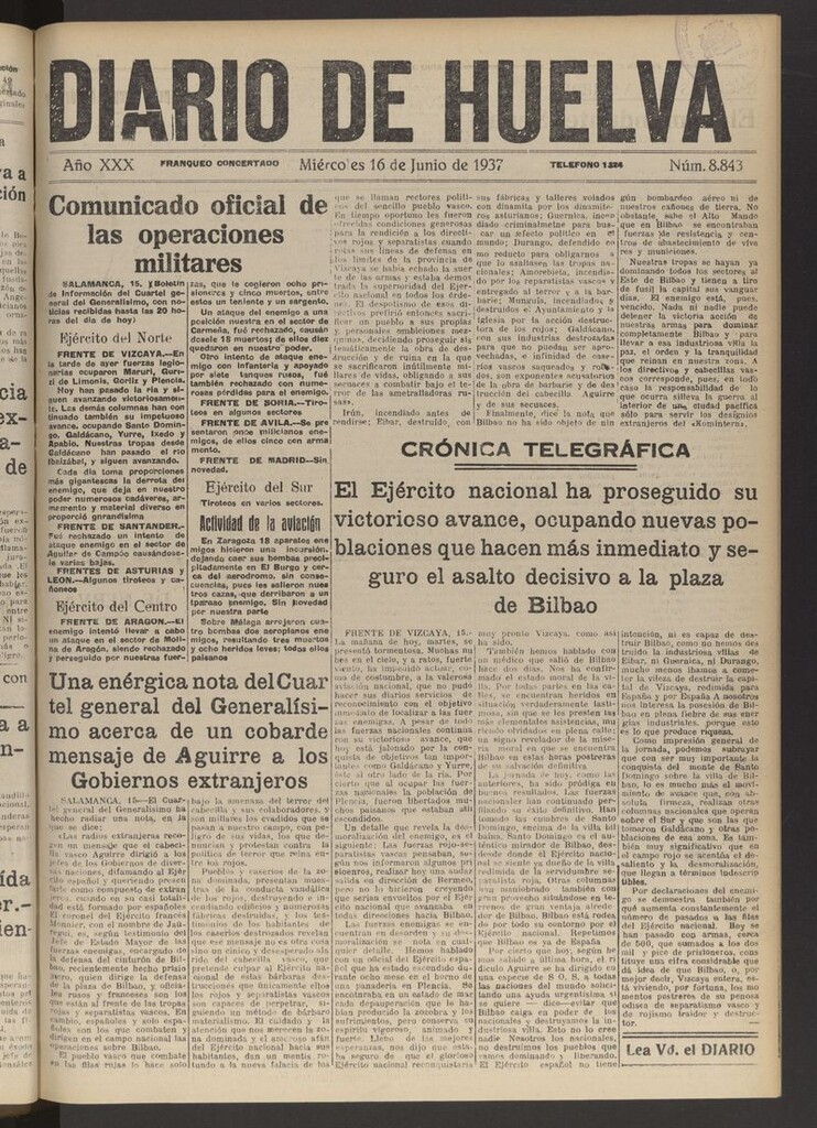 Miniatura de Diario de Huelva : periódico independiente del 16 de junio de 1937
