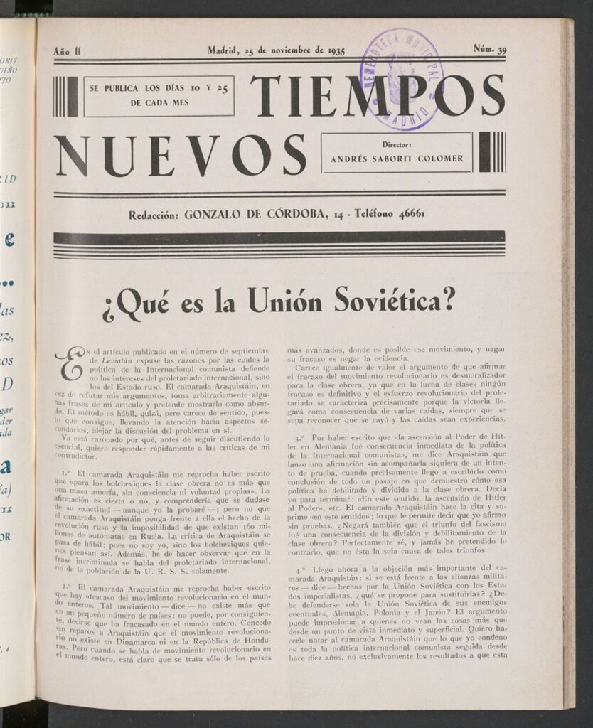 Miniatura de Tiempos Nuevos (Madrid. 1934) del 25 de noviembre de 1935