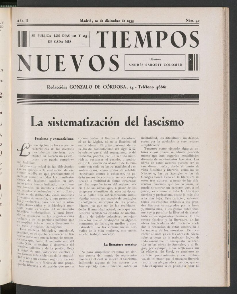 Miniatura de Tiempos Nuevos (Madrid. 1934) del 10 de diciembre de 1935