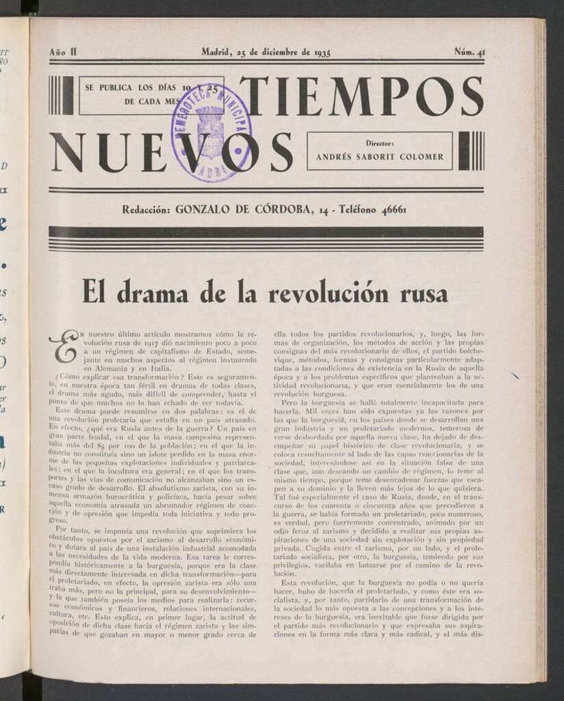 Miniatura de Tiempos Nuevos (Madrid. 1934) del 25 de diciembre de 1935