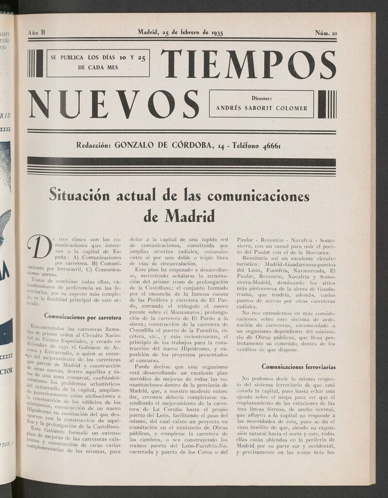 Miniatura de Tiempos Nuevos (Madrid. 1934) del 25 de febrero de 1935