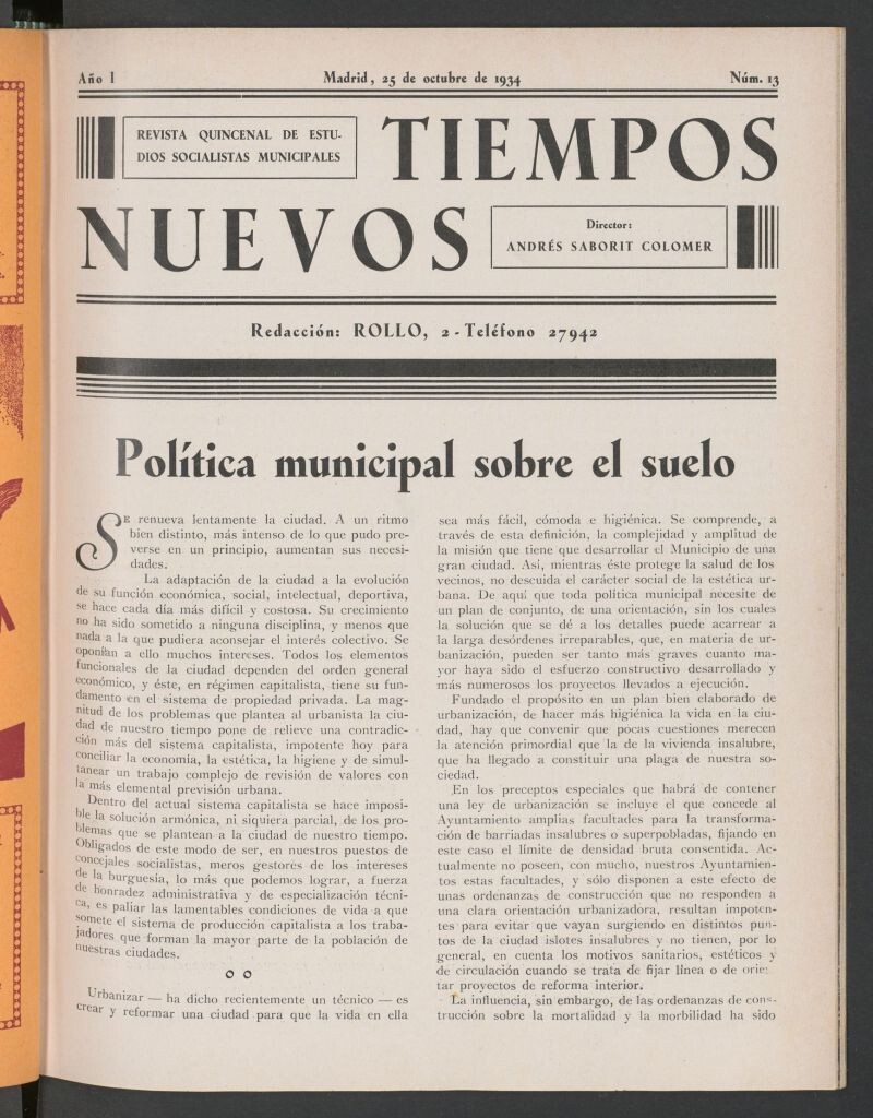 Miniatura de Tiempos Nuevos (Madrid, 1934) del 25 de octubre de 1934