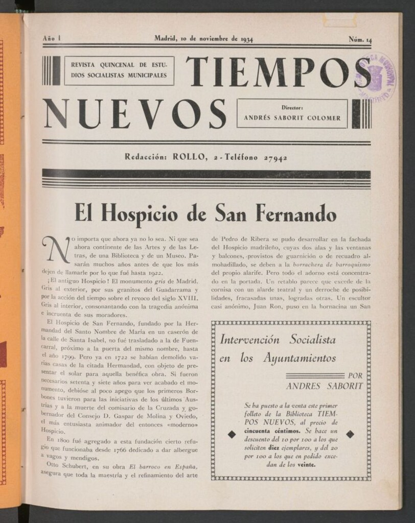 Miniatura de Tiempos Nuevos (Madrid, 1934) del 10 de noviembre de 1934