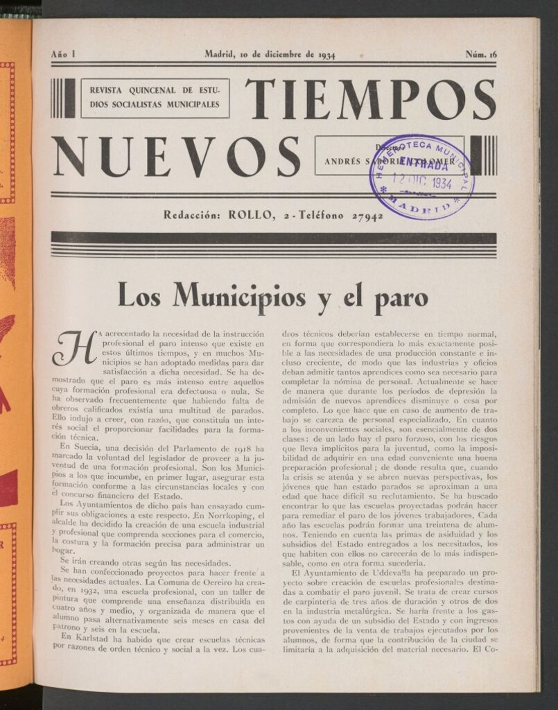 Miniatura de Tiempos Nuevos (Madrid, 1934) del 10 de diciembre de 1934