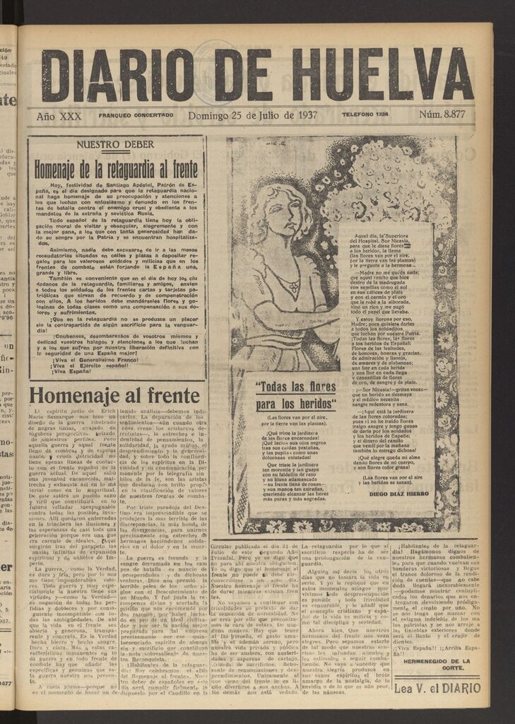 Miniatura de Diario de Huelva : periódico independiente del 25 de julio de 1937