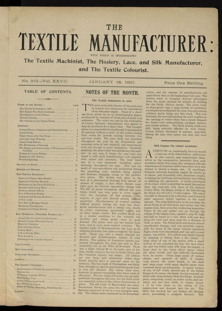 Miniatura de The Textile Manufacturer del 15 de enero de 1901