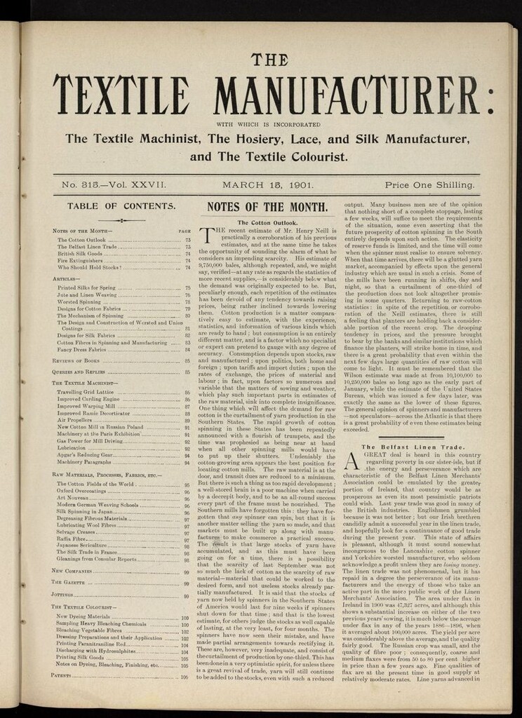 Miniatura de The Textile Manufacturer del 15 de marzo de 1901
