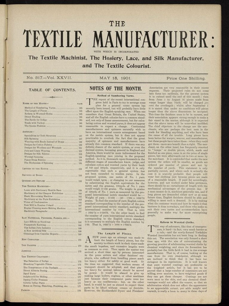 Miniatura de The Textile Manufacturer del 15 de mayo de 1901