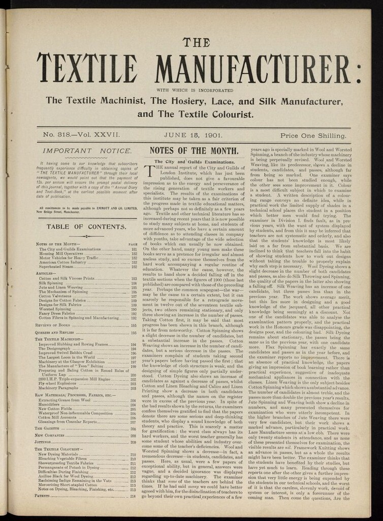 Miniatura de The Textile Manufacturer del 15 de junio de 1901