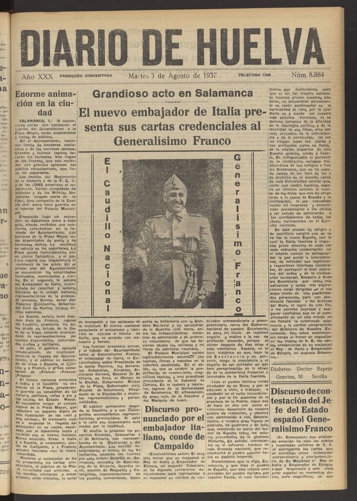 Miniatura de Diario de Huelva : periódico independiente del 3 de agosto de 1937