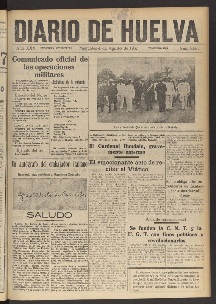 Miniatura de Diario de Huelva : periódico independiente del 4 de agosto de 1937