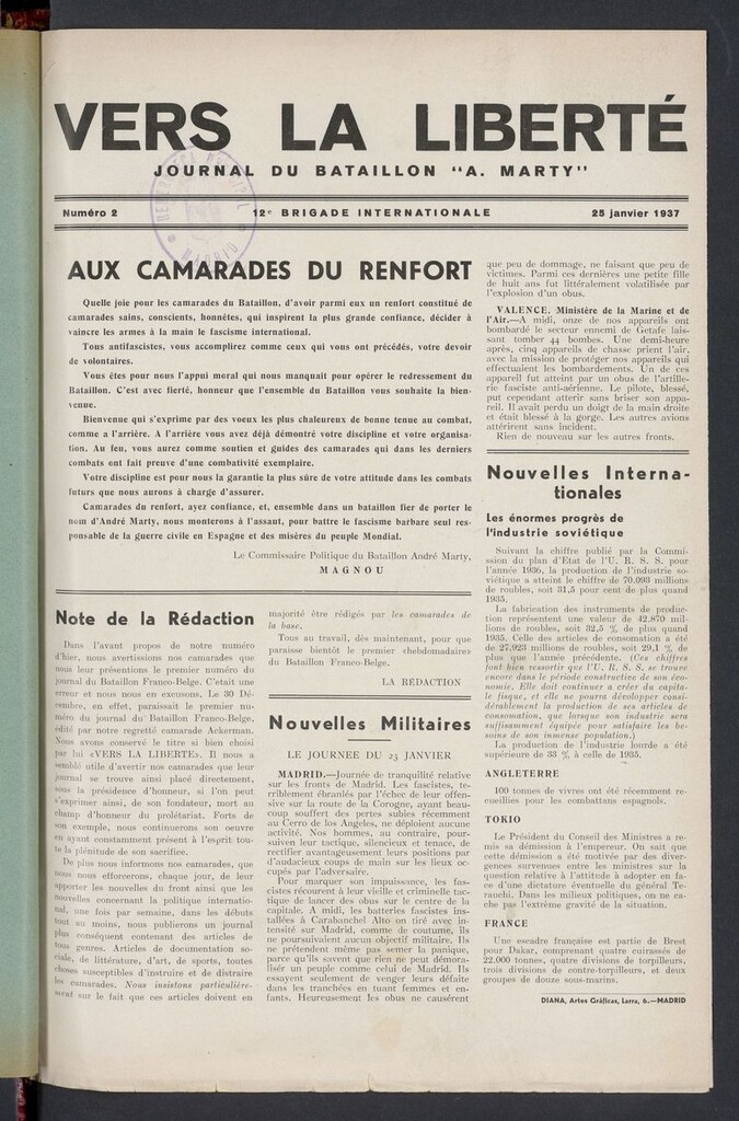 Miniatura de Vers la liberté del 25 de enero de 1937