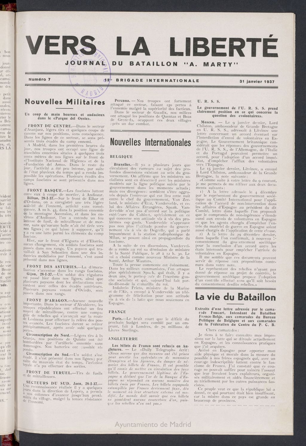 Miniatura de Vers la liberté del 31 de enero de 1937