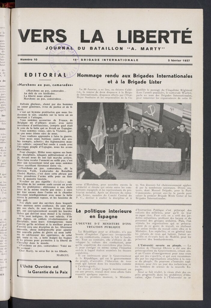 Miniatura de Vers la liberté del 3 de febrero de 1937