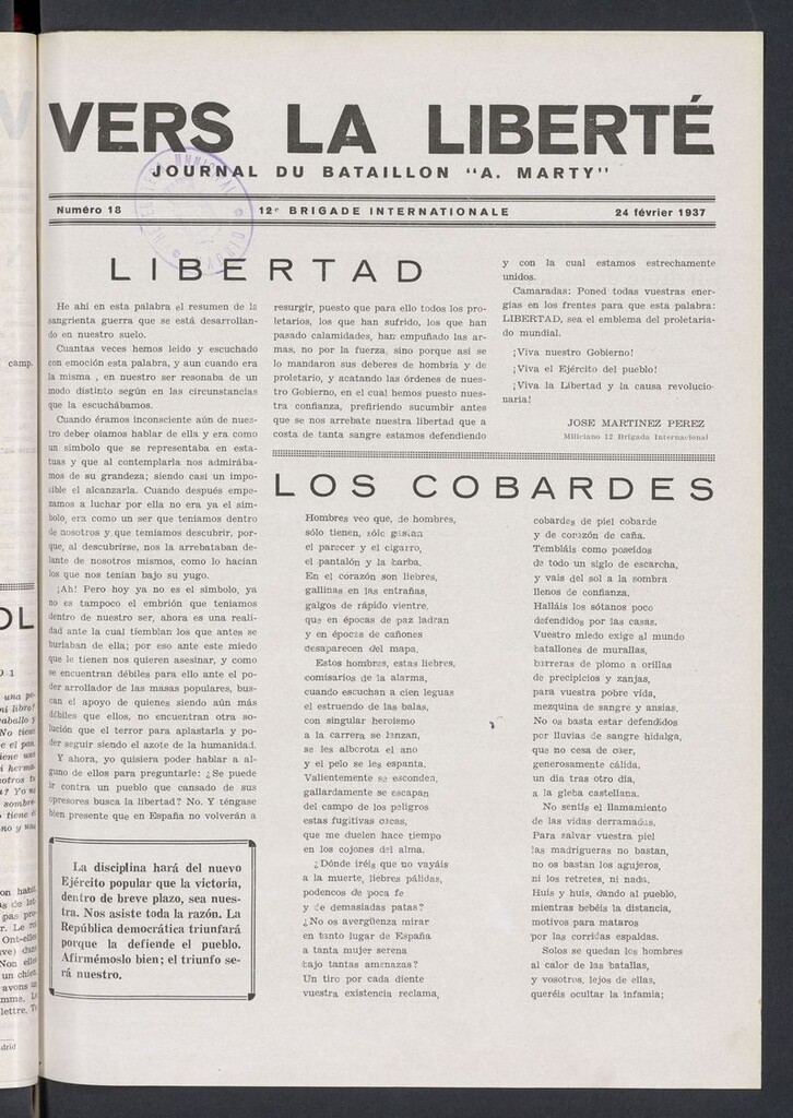Miniatura de Vers la liberté del 24 de febrero de 1937