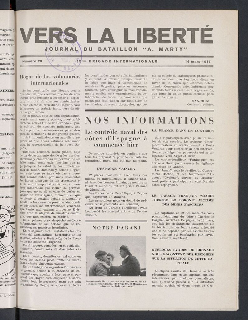 Miniatura de Vers la liberté del 16 de marzo de 1937