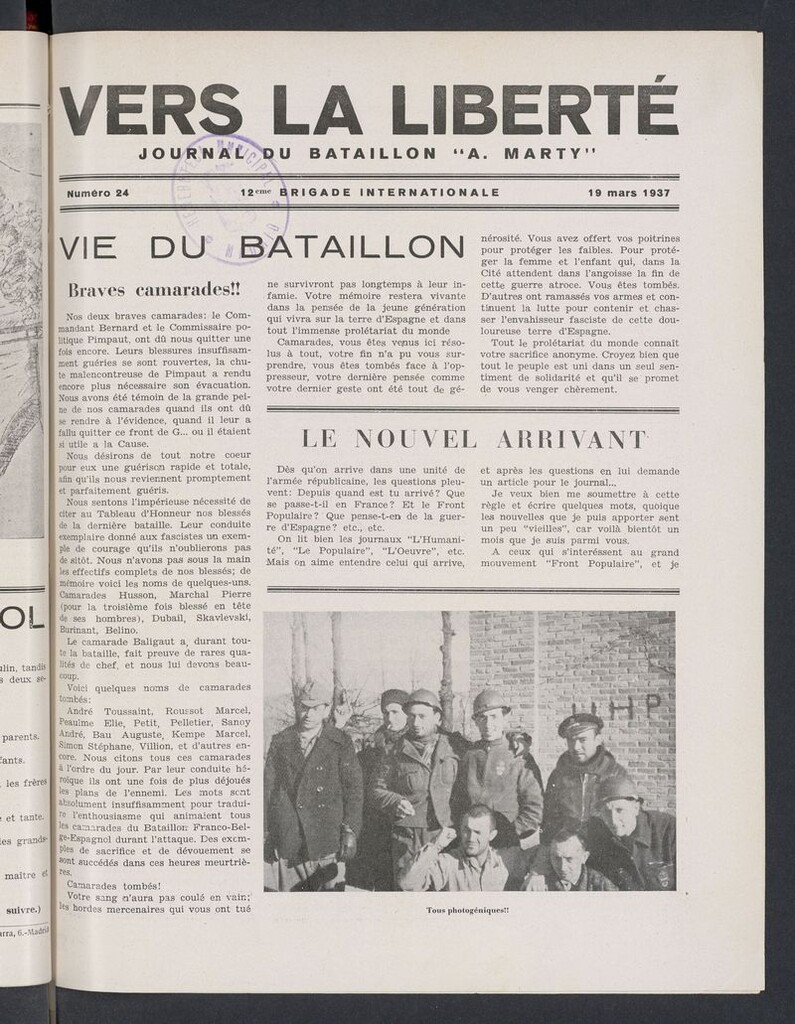 Miniatura de Vers la liberté del 19 de marzo de 1937