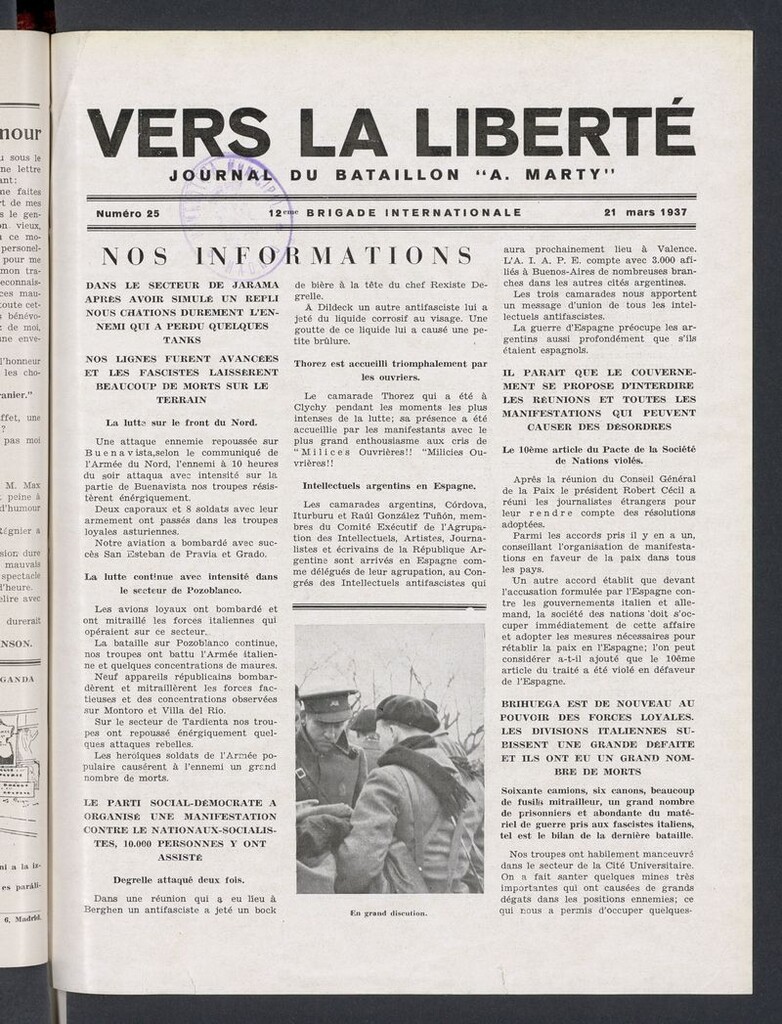 Miniatura de Vers la liberté del 21 de marzo de 1937