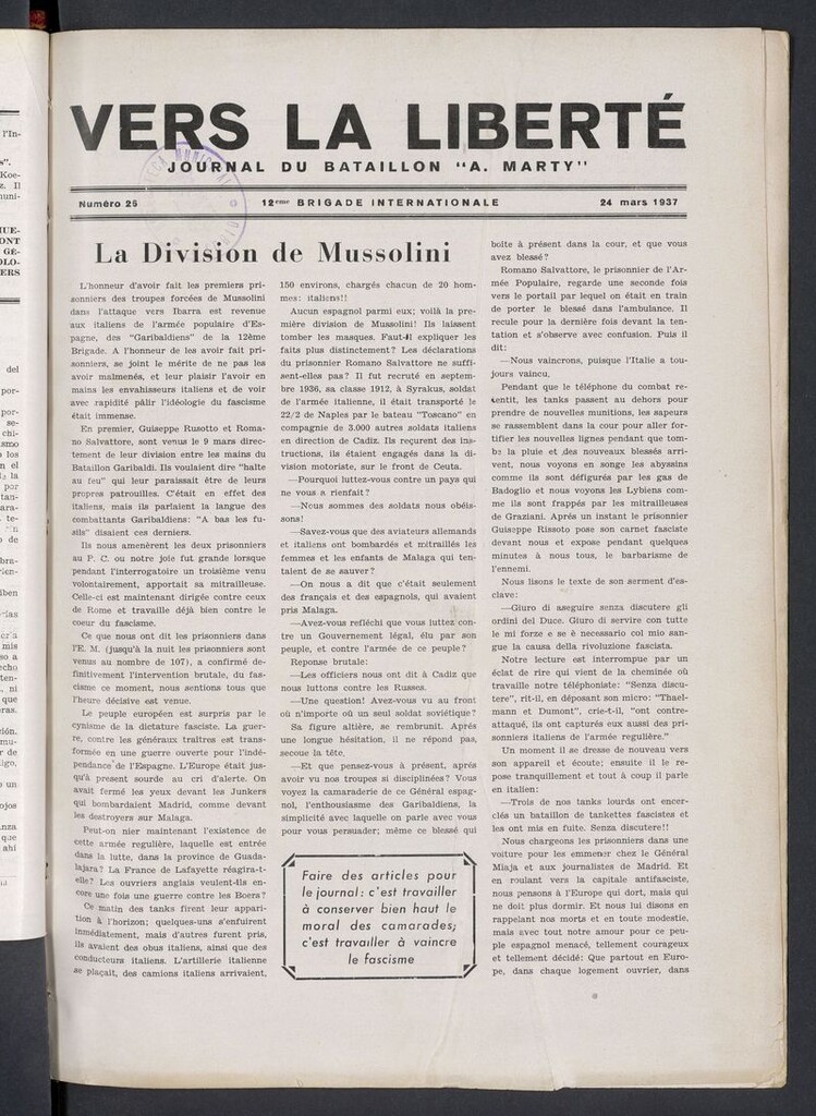 Miniatura de Vers la liberté del 24 de marzo de 1937