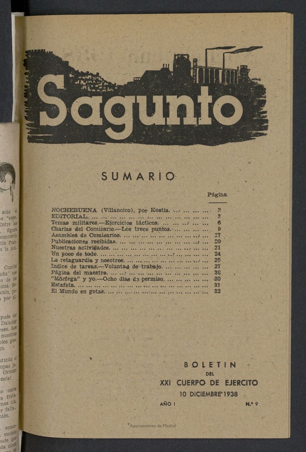 Miniatura de Sagunto: boletín del XXI cuerpo del ejército del 10 de diciembre de 1938